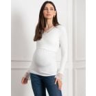 Lace Trim Jersey Layering Maternity & Nursing Top