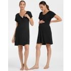 Twin Pack Button-Down Maternity Nighties - Black