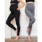 Twin Pack Bamboo Maternity Leggings – Black & Grey