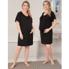 Twin Pack Curve Button Down Maternity Nighties - Black