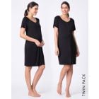 Twin Pack Button-Down Maternity Nighties - Black