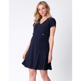 Navy Blue Pleated Hem Maternity Dress | Seraphine